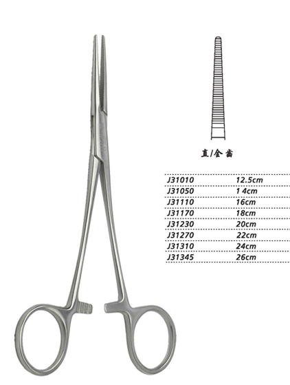 金鐘止血鉗直全齒 J31010 12.5cm 蚊式 直全齒