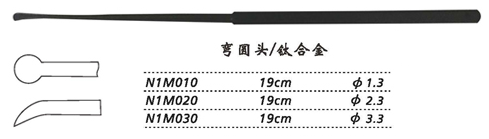 金鐘剝離器彎 N1M020 19cm 彎 圓頭 φ2.3（鈦）