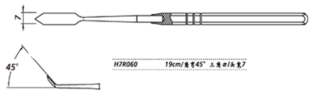 金鐘鼻中隔剝離器角彎 H7R060 19cm 角彎45° 三角刃 頭寬7